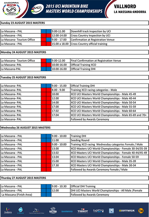 Schedule MASTERS VALLNORD 2015